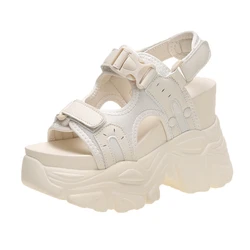 2024 New Summer High Platform Women Sandals Buckle Wedges Bling Shoes Fashion Outside Chunky Sandals Beach Casual Slides Woman