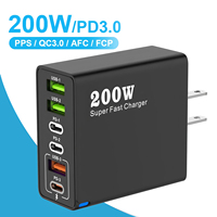 Total 200W 6 Ports USB C Charger Super Fast Charging PD3.0 USB Type C Mobile Phone Charger For iPhone 16 Samsung Xiaomi IPAD