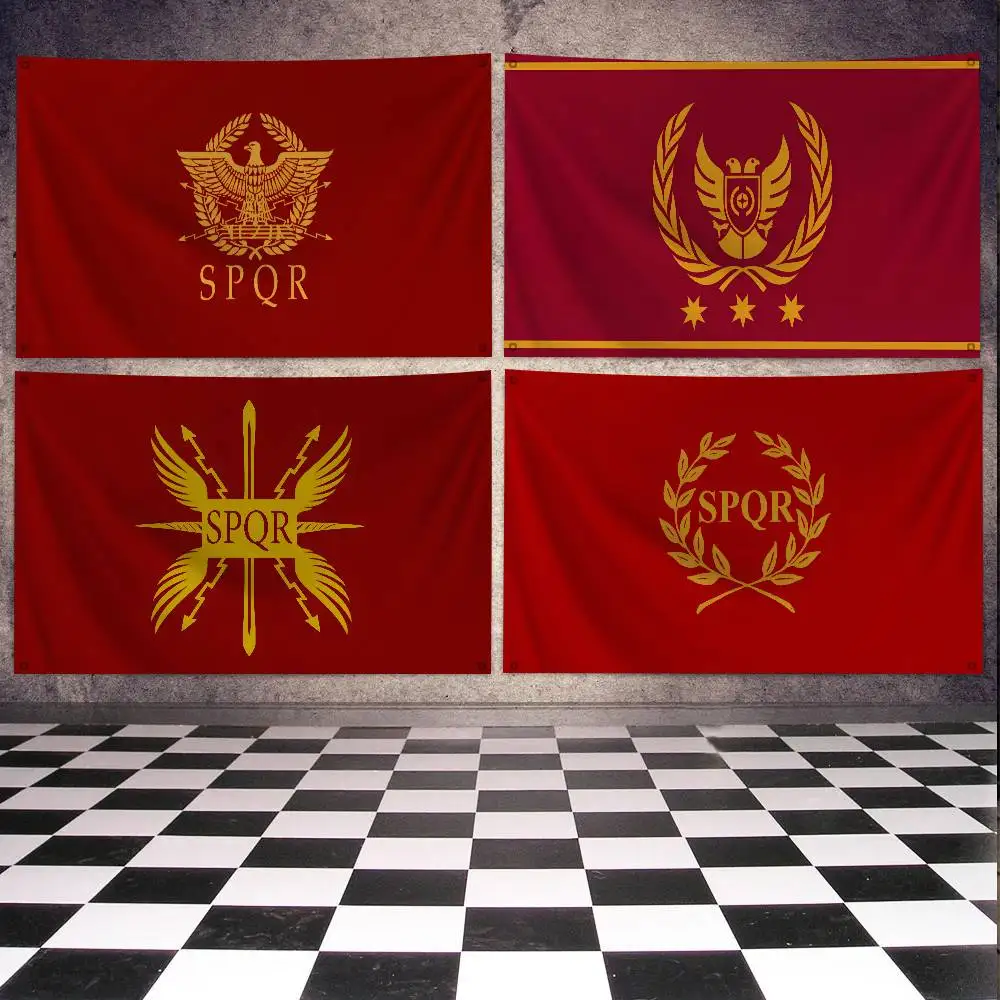 R-Roman E-Empire-Flagge, Banner, Vier-Loch-Flagge, Polyester, Outdoor-Dekoration, Raumästhetik