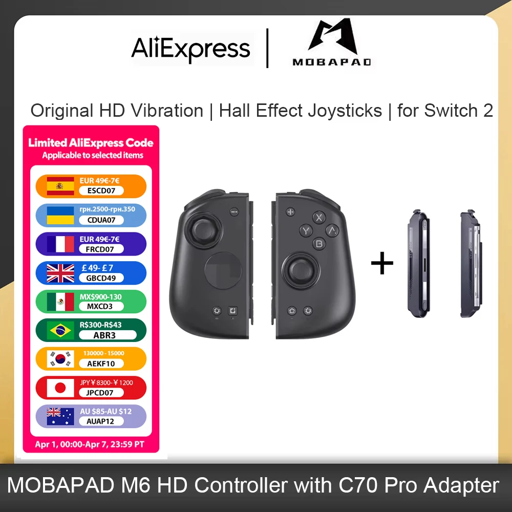 

MOBAPAD M6 HD Gemini Gaming Controller with C70 Pro Adapter for Nintendo Switch 2 Hall Effect Joystick Gamepad for Switch OLED
