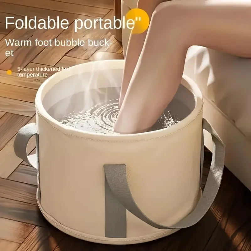 Foot Soaking Bucket - Portable Insulated Foot Bath Tub with Height Over Calf, Deep Soaking Bag for Home and Travel Use