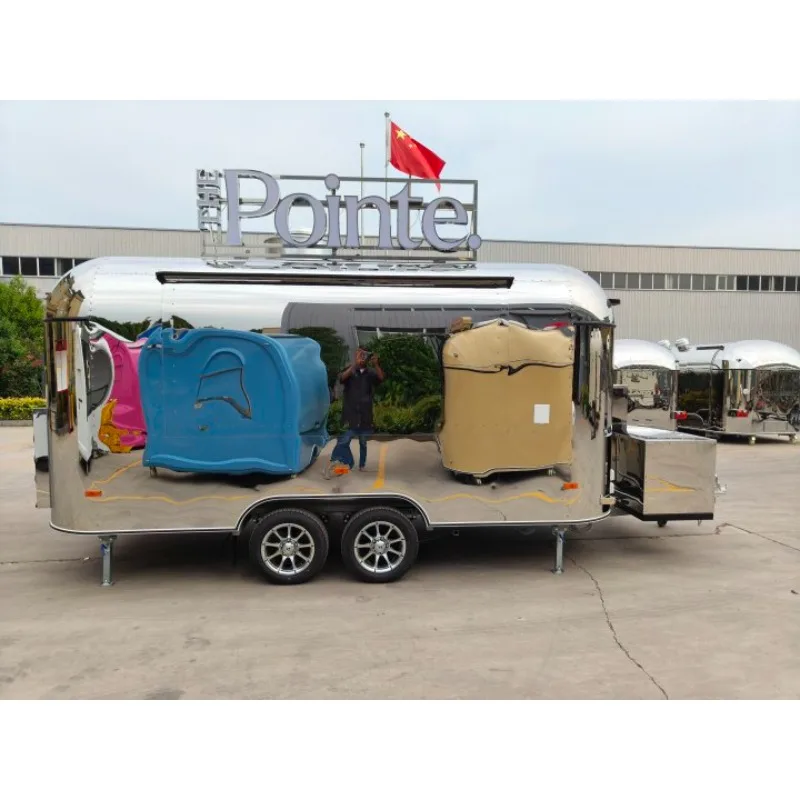 Food Van Business Food Truck Trailer Catering Trailer Mobile Kitchen 3 Sink Refrigerator for Full Time Catering Customized