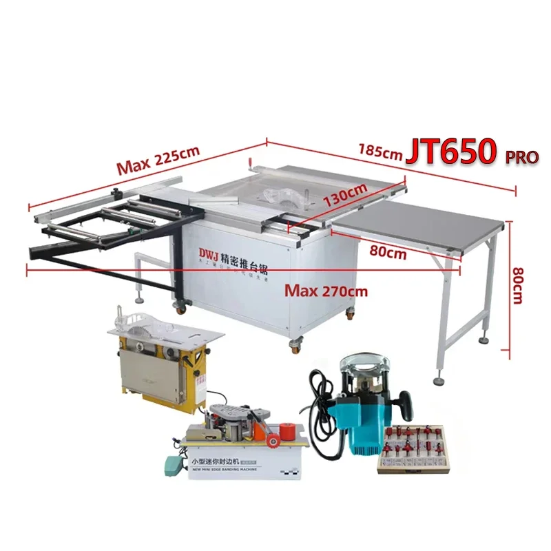 

JT650 High Precision Radial Saw Table/Woodworking Machine Multifunctional Woodworking Sliding Wood Table Saw