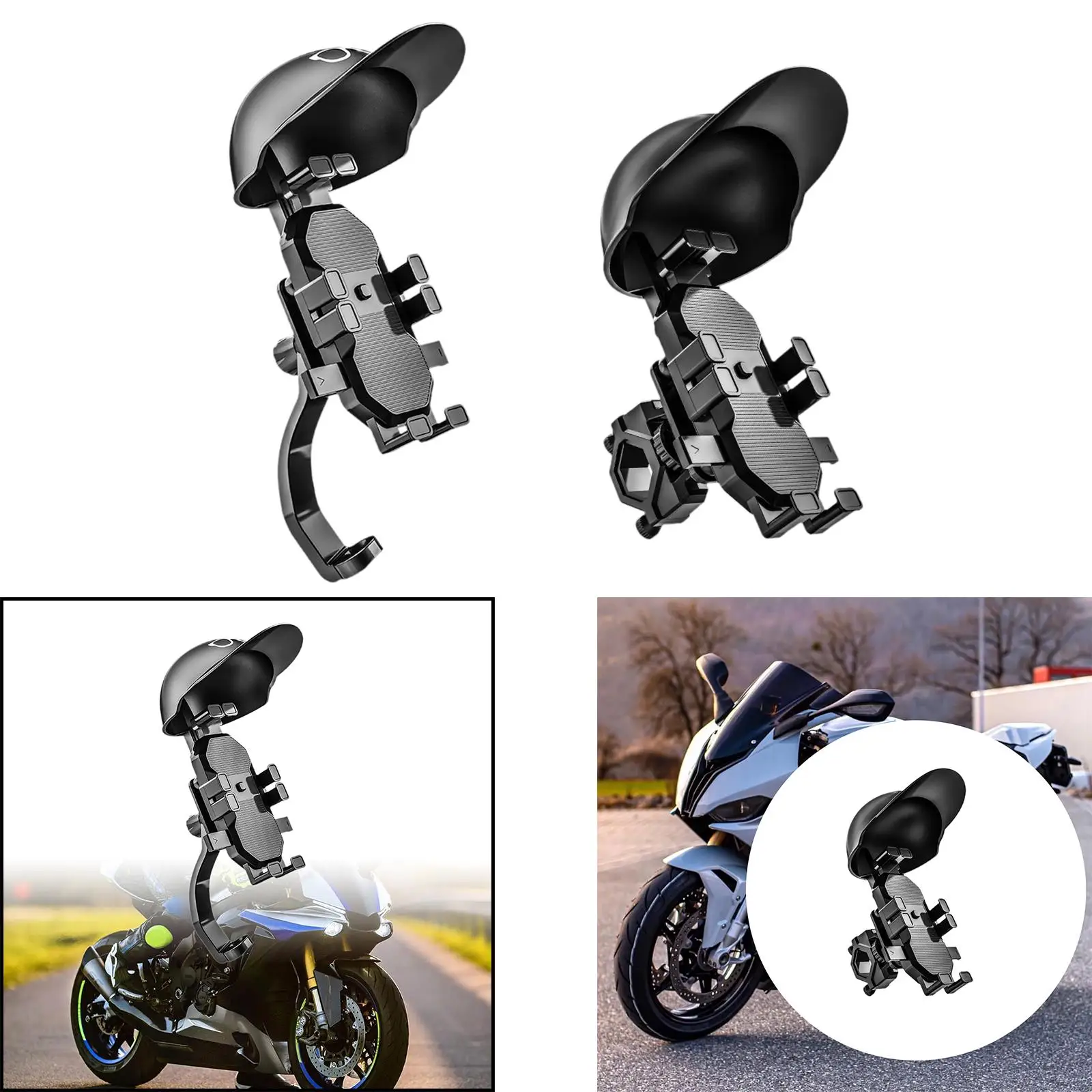 

Generic Motorcycle Phone Mount Holder Helmet Shaped Sun Protection Glare Blocking Bike Phone Holder for Electric Motorbike