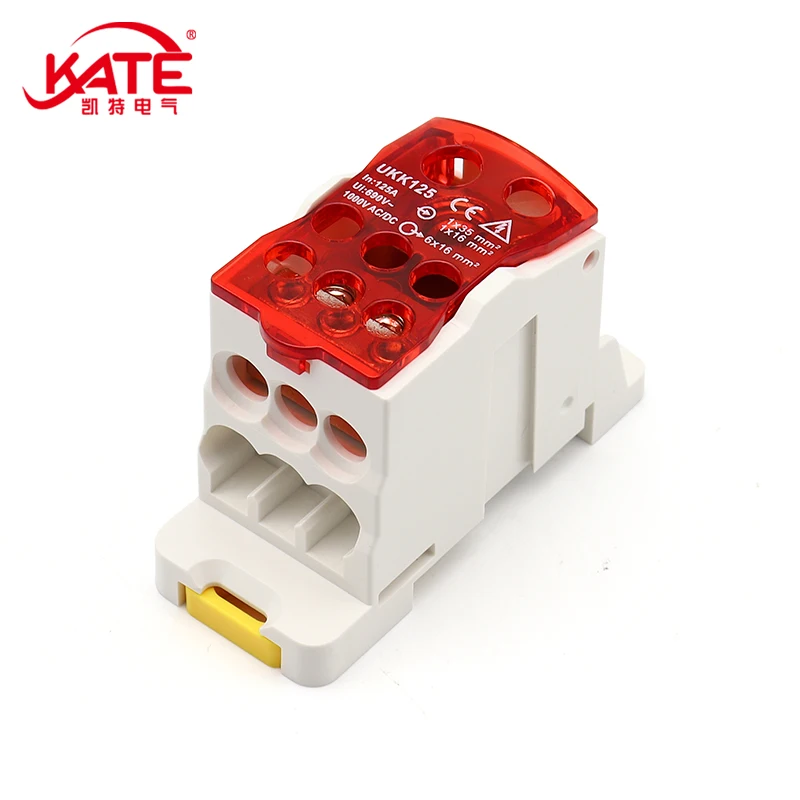 UKK125A 690V DIN Rail Terminal Block Split Type One In and Many Out Terminal Box Distribution Box High Current Wire Connector