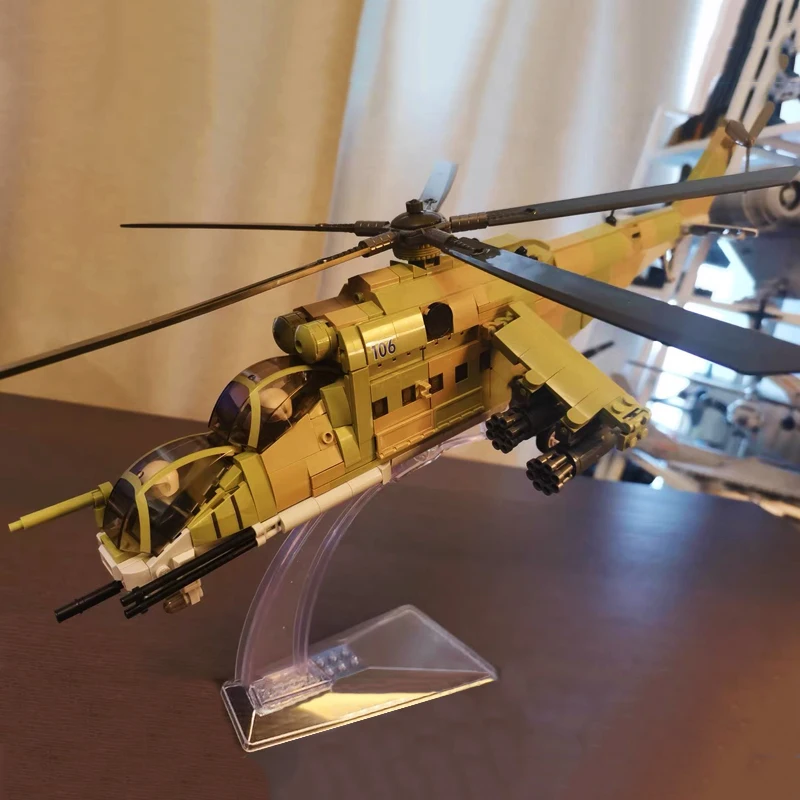 Air Force MI-24S Armed Transport Helicopter Building Blocks Creative BMP-2MS Tank Model Bricks WW2 Weapon Toys For Kid Gift MOC