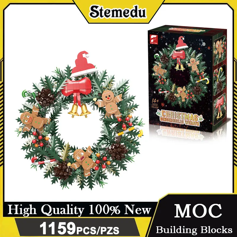 

Christmas Gifts Gingerbread Man Wreath Building Toy Plant Bricks DIY Flower Blocks Set Christmas Decoration Toys for Kid Adult