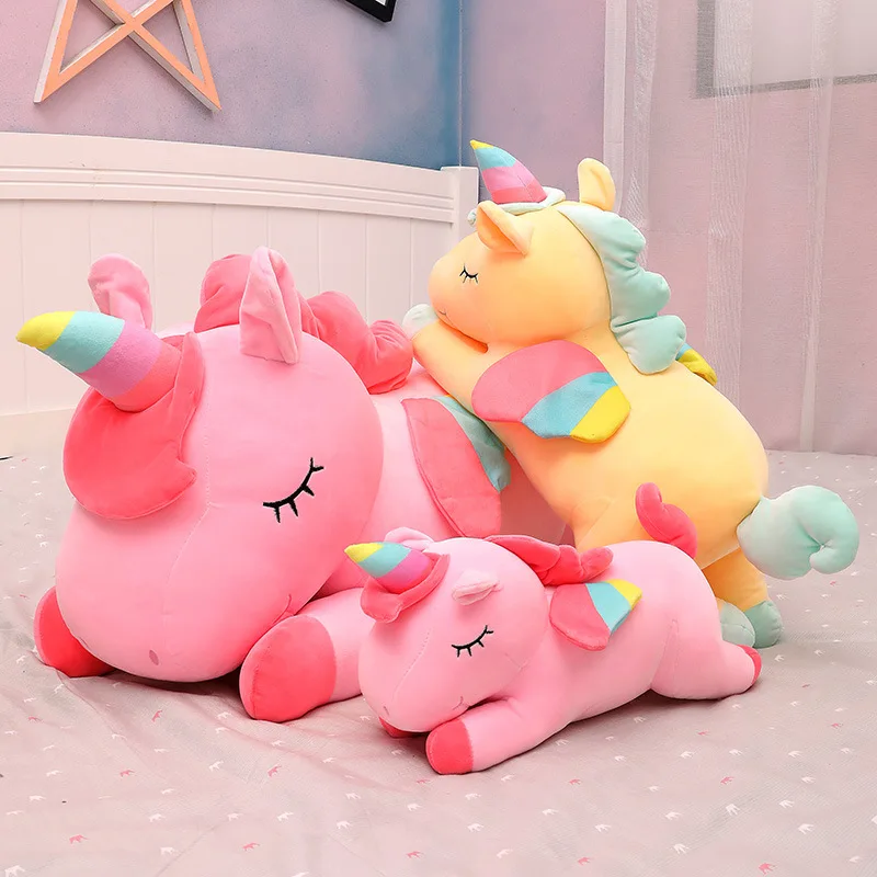 30/40cm unicornio juguetes de peluche muñeca Kawaii unicornio tumbado suave lindo blanco rosa caballo apaciguar muñeca juguetes niños niñas regalos de cumpleaños