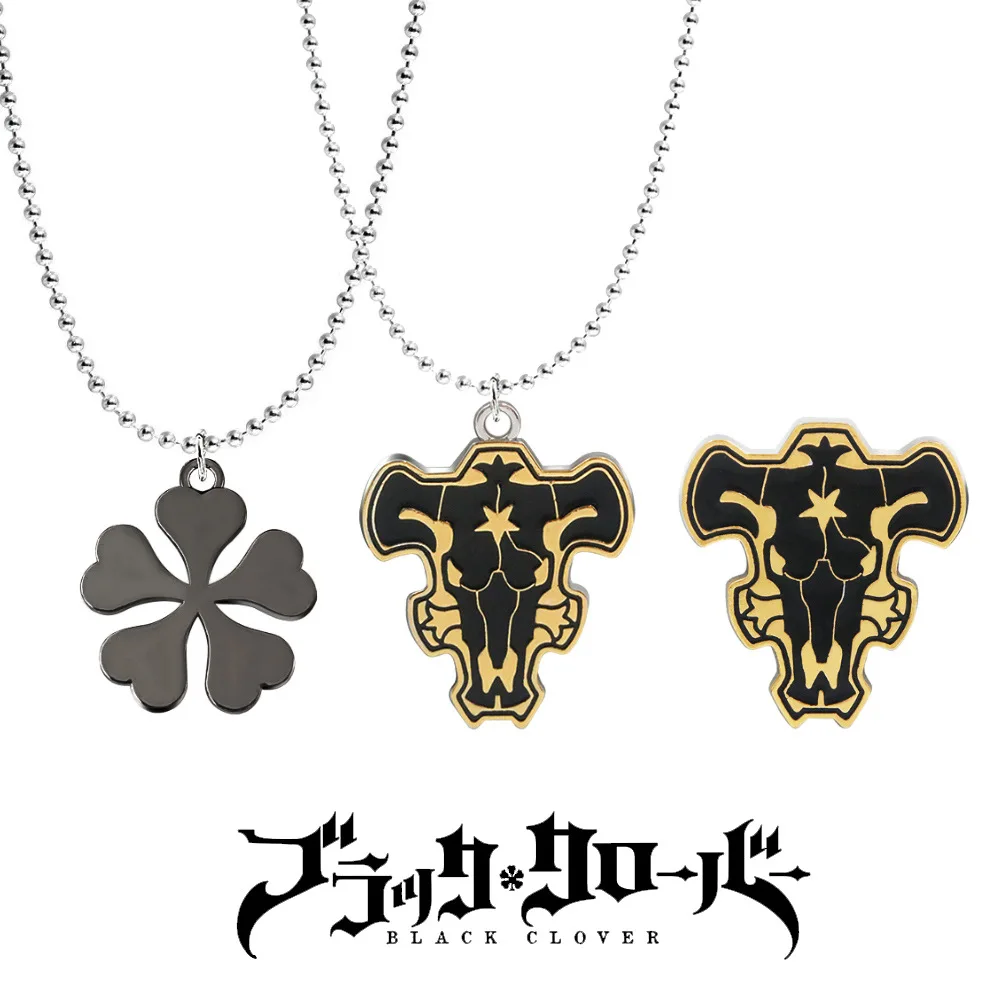 Anime Black Clover Black Bull Badge Black Five Leaf Clover Cosplay Props Necklace For Fans Jewelry Accessories Gifts