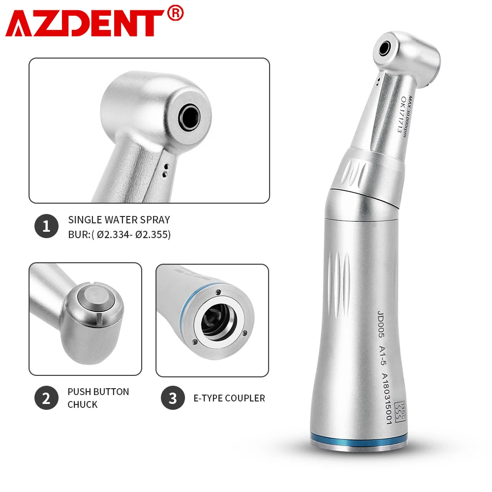 AZDENT Dental Contra Angle Low Speed Handpiece Push Button 4 Hole Internal Spray Water Inner Air Motor E-type Dentist Equipment