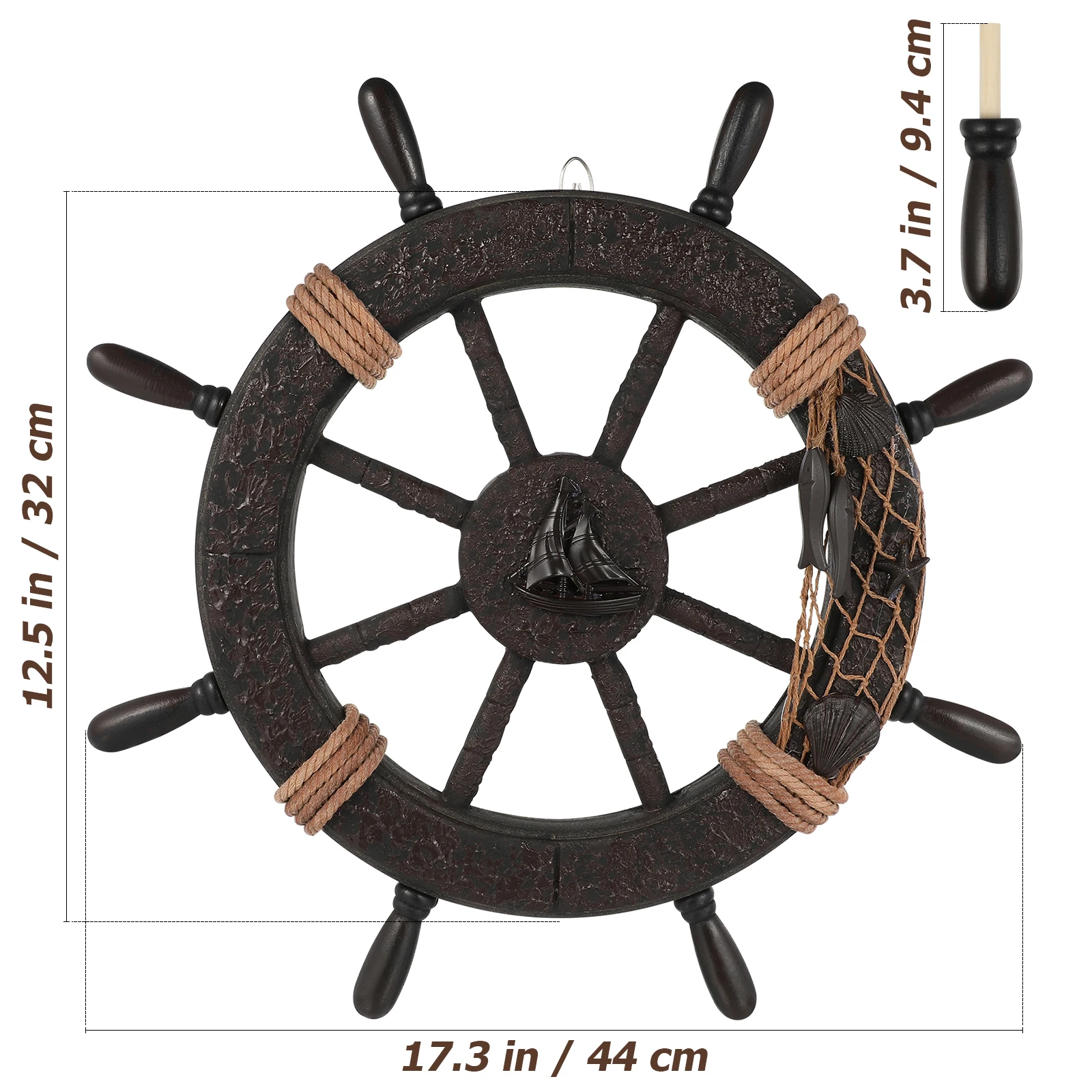 عجلة السفينة جدار ديكور دفة خشبية معلقة الزينة للمنزل نمط البحر الأبيض المتوسط براعة غرفة المعيشة غرفة نوم