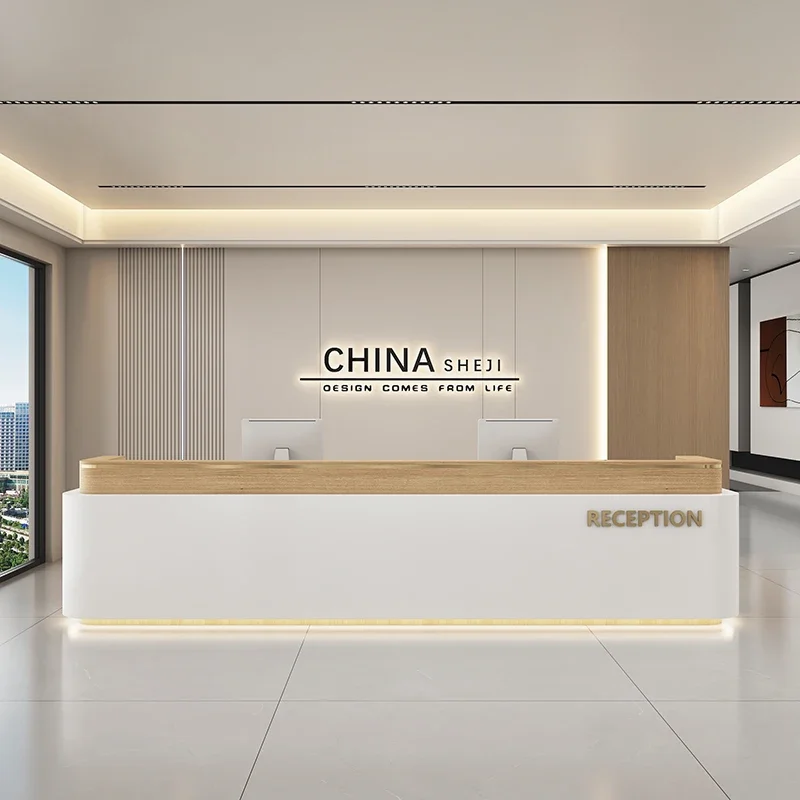 Help Desk Clothing Store Display Table Reception Modern Executive Office Furniture Cashier Column Wave Professional Restaurant