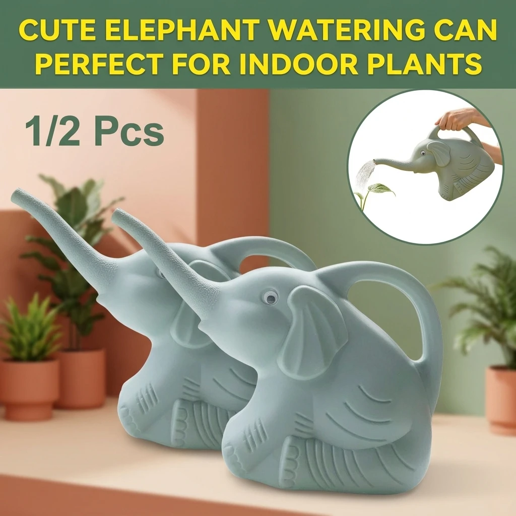 Cute Plastic Elephant Shape Watering Pot Can Plant Outdoor Irrigation Gardening Tools Equipment Garden Supplies Home Accessories