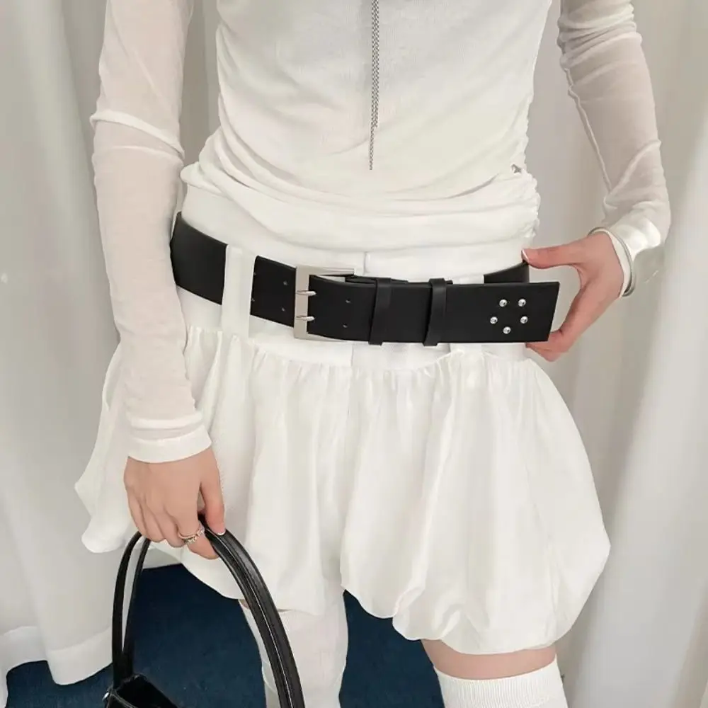 Nuevo Cinturón coreano para mujer, cinturón ancho Y2k en blanco y negro, cinturón vaquero para vestido de nicho de cuero Pu, cinturón para