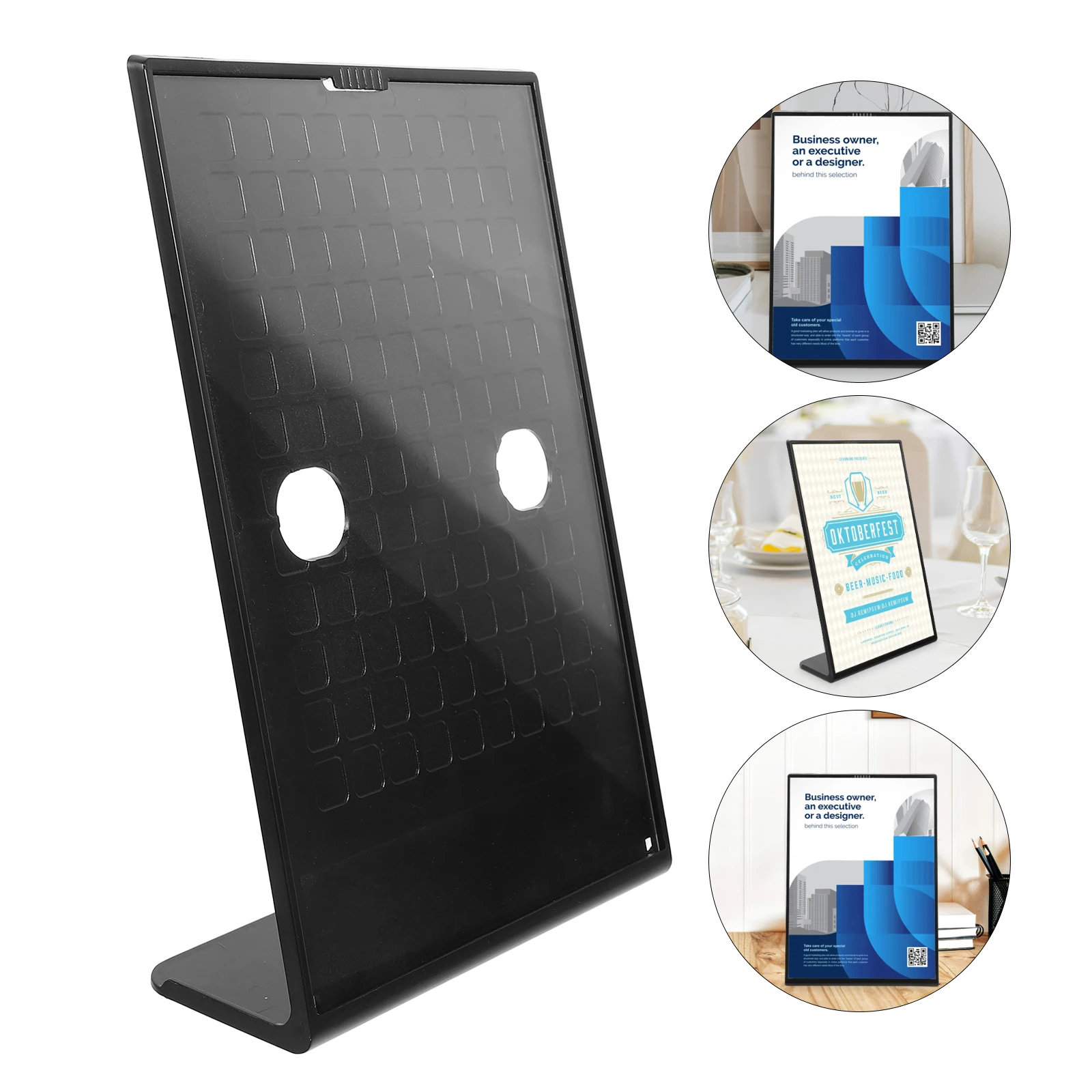 

1pc L Shaped Vertical A4 Menu Display Stand Plastic Table Sign Holder Brochure Rack for Office Hotel Conference Black 21x29.7cm