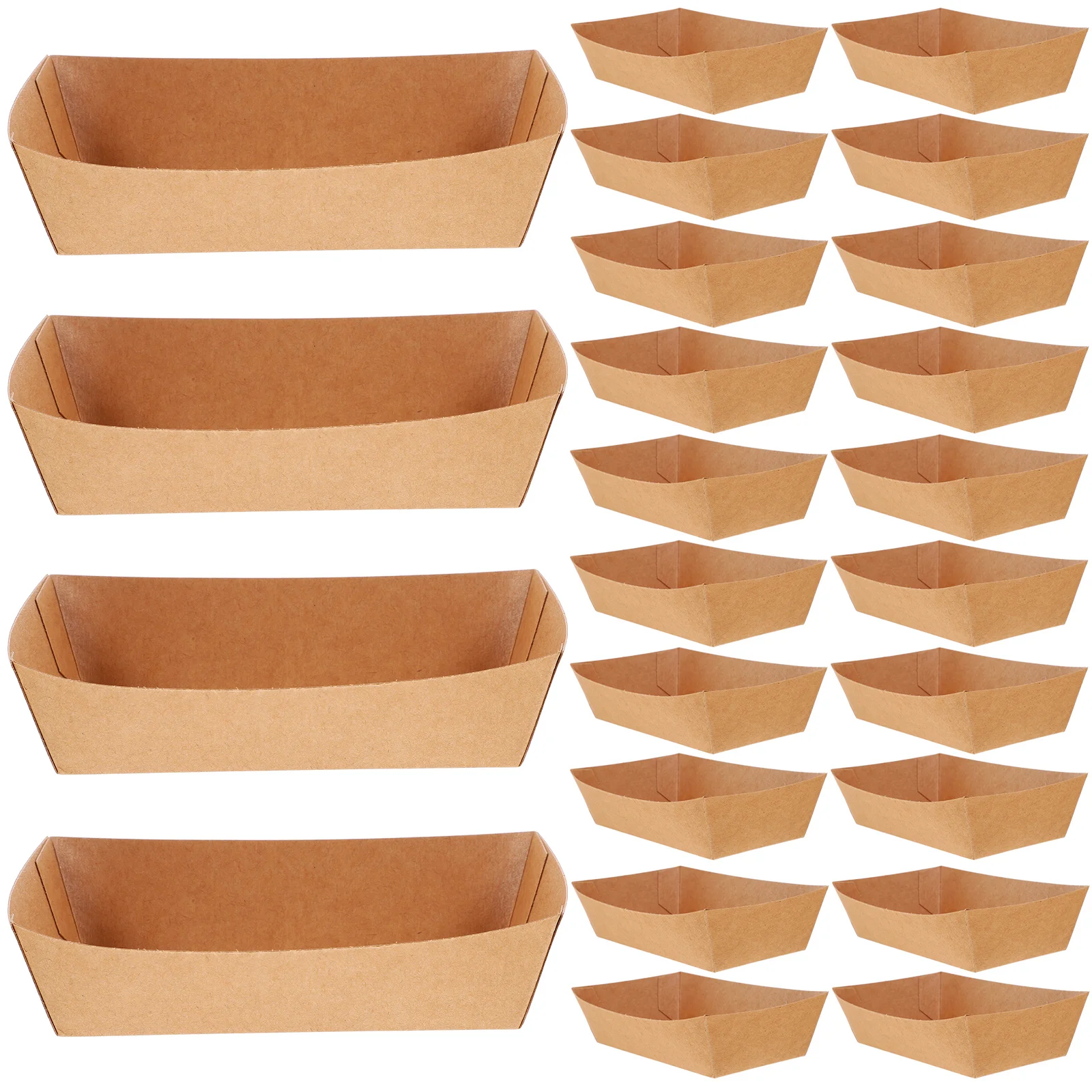 200Pcs Brown Disposable Paper Boat Boxes Picnic Boxes Takeaway Snack Packaging Boxes Gift Boxes Appetizer Plates Sushi