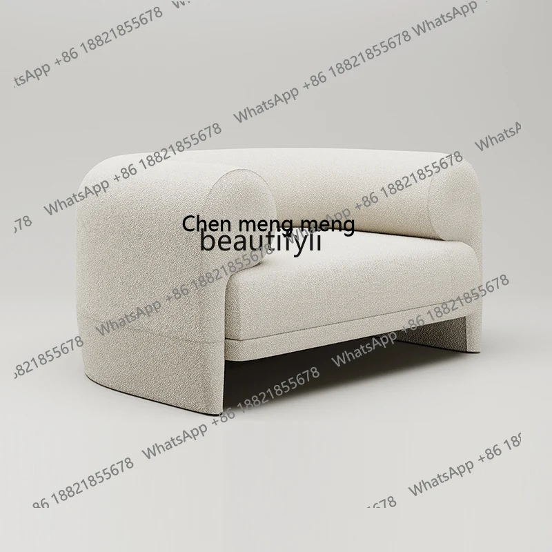 Furniture Single Fabric Couch Small Apartment Living Room Balcony Home Armrest Wingback Chair Cream Silent Wind