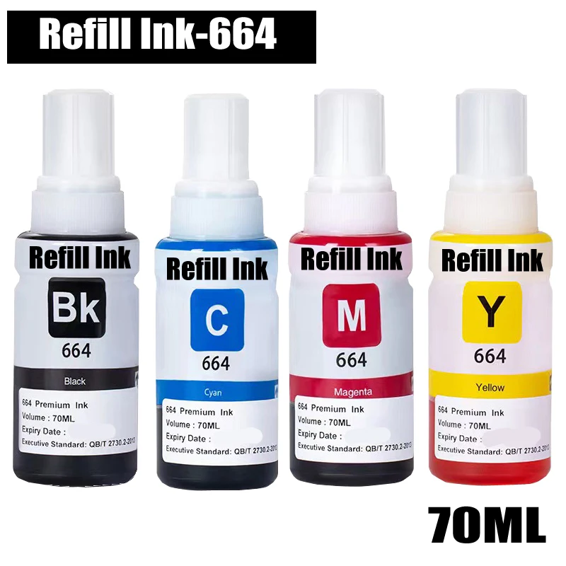 

664 T664 6641 Ink Bottle For Epson L100 L110 L210 L120 L220 L310 L355 L362 L366 L365 L380 L486 L800 L805 L810 Printer
