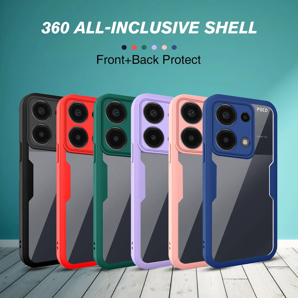 Pocco M6 Pro 4G Case Soft Silicone Shockproof Cover For Xiaomi Poco M6 Pro M6Pro 4G Fundas 360° Front+Back Full Protection Shell