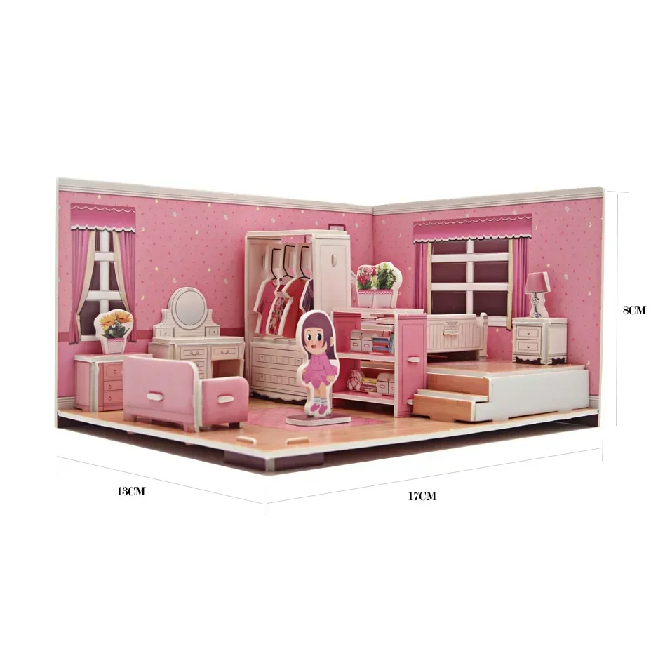 FEOOE Sets Three-dimensional Puzzle Paper Hand-assembled Educational Toy Girl Play House Puzzle  Giveaway Gift  WL