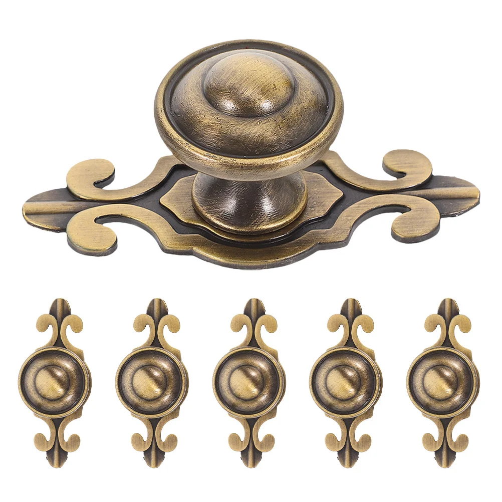 

6Pcs Aged Brass Cabinet Knobs Round Decorative Drawer Pulls Single Hole Installation Furniture Hardware for Kitchen Bedroom