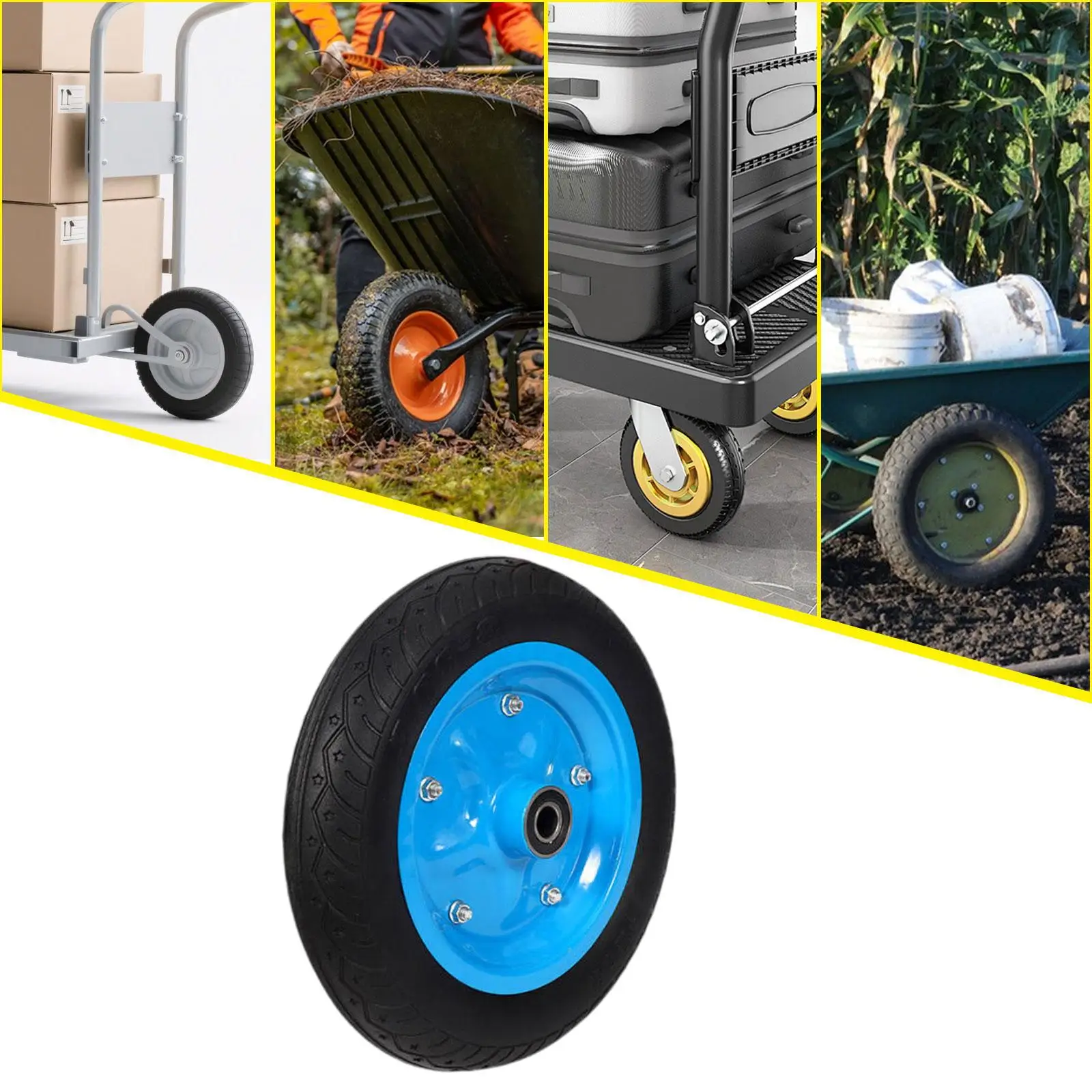 

Hand Truck Wheel Solid Tyre Rubber Wheel Lawnmower Grill Wheel for Lawn and Garden Equipment Wagon