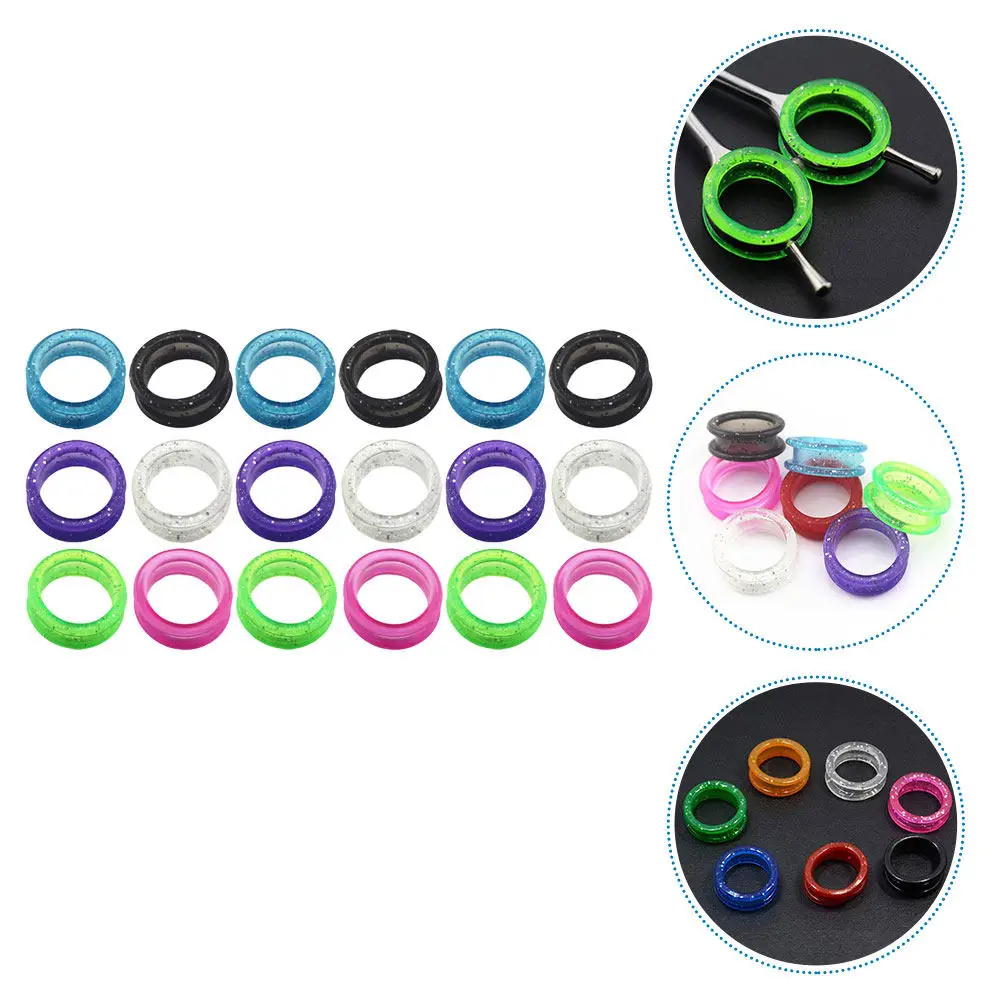 18pcs Silicone Finger Rings for Hairdressing Scissors