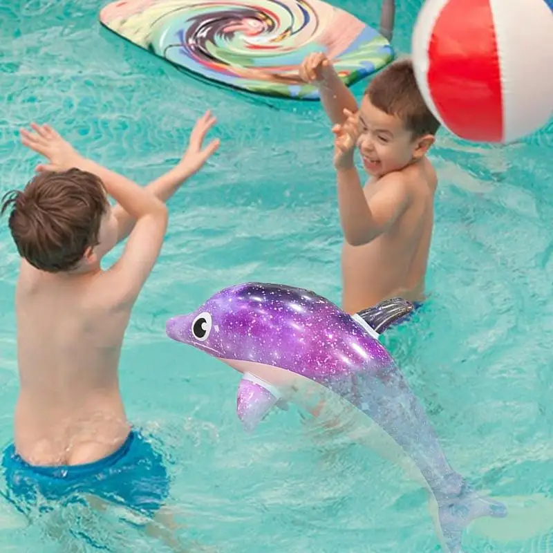 

Dolphin Pool Toy Cartoon Inflatable Dolphin Toy Animal Pool Floats Thickened Inflatable Sea Animals Photo Props Aquatic Themed