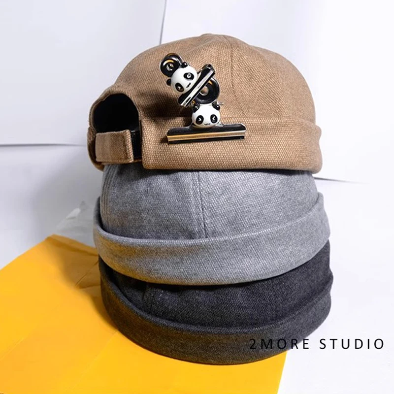 Adjustable Brimless Sailor Fisherman Leon Hat Rolled Cuff Harbour No Visor Miki Skull Docker Beanie Cap for Men & Women