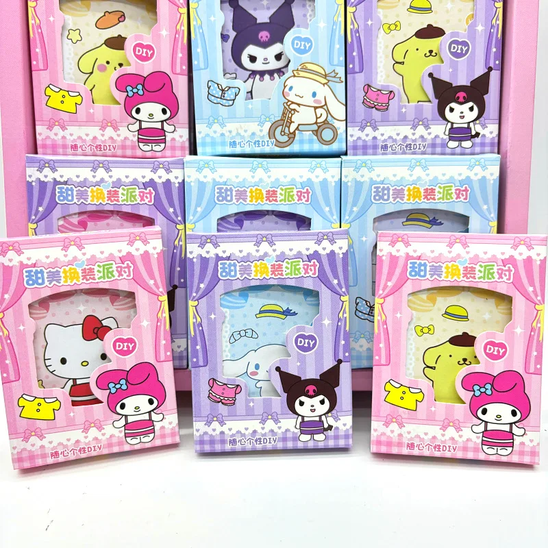 Imagem -05 - Sanrio Dress up Party Scene Stickers Adesivos Bonitos Kuromi Melody Cinnamoroll Presente Infantil Atacado Novo 30 Pcs por Caixa