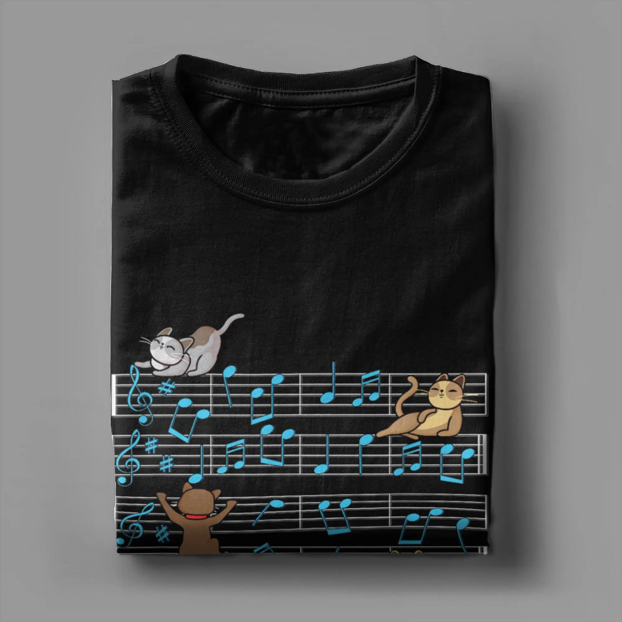 Funny Cat Playing Music Note Kitty Cute Musician Kitten Pet T Shirt Summer T Shirts For Men Tshirt Short Sleeves Y2K Funny Tees