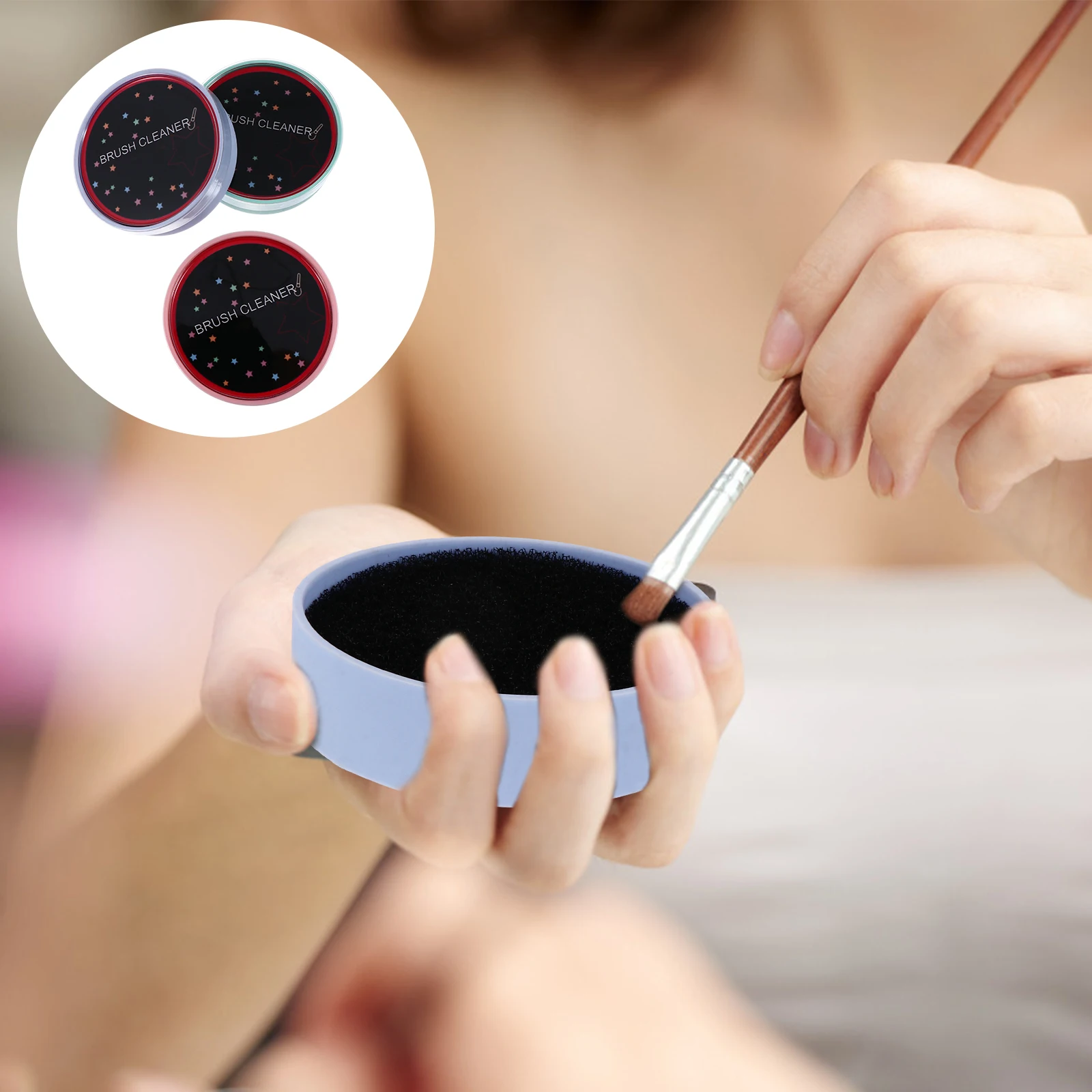 3 قطع من فرشاة توزيع ظلال العيون، منظف المكياج، بساط تنظيف، مجموعة فرش التنظيف