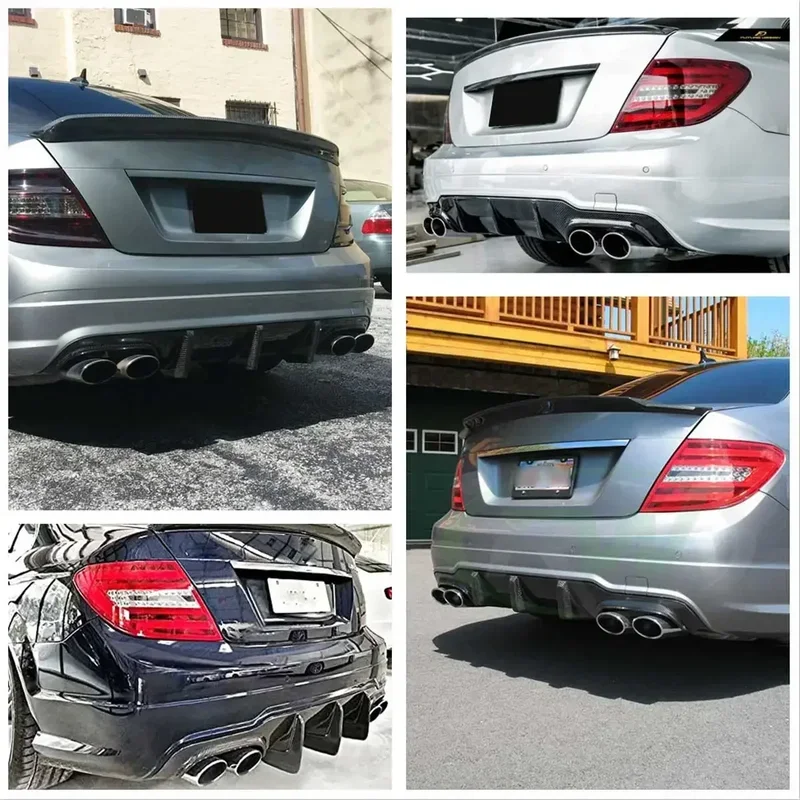 For Mercedes Benz C-Class W204 Rear Bumper Lip Spoiler Diffuser Body Modification Accessories 2012-2015