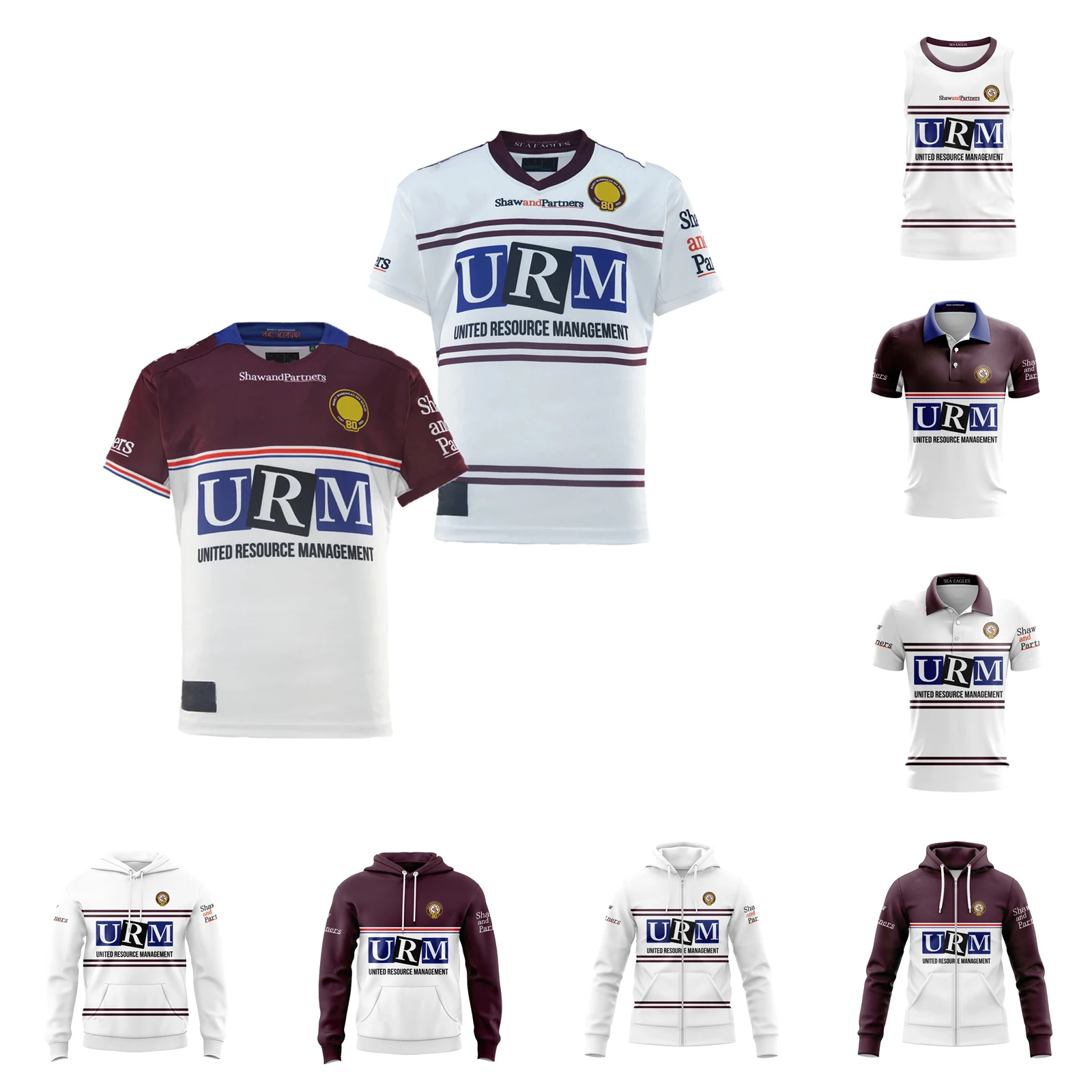 

2026 Sea Eagles Mens Home/Away Rugby Jersey Sports Hoodie Singlets and Shorts