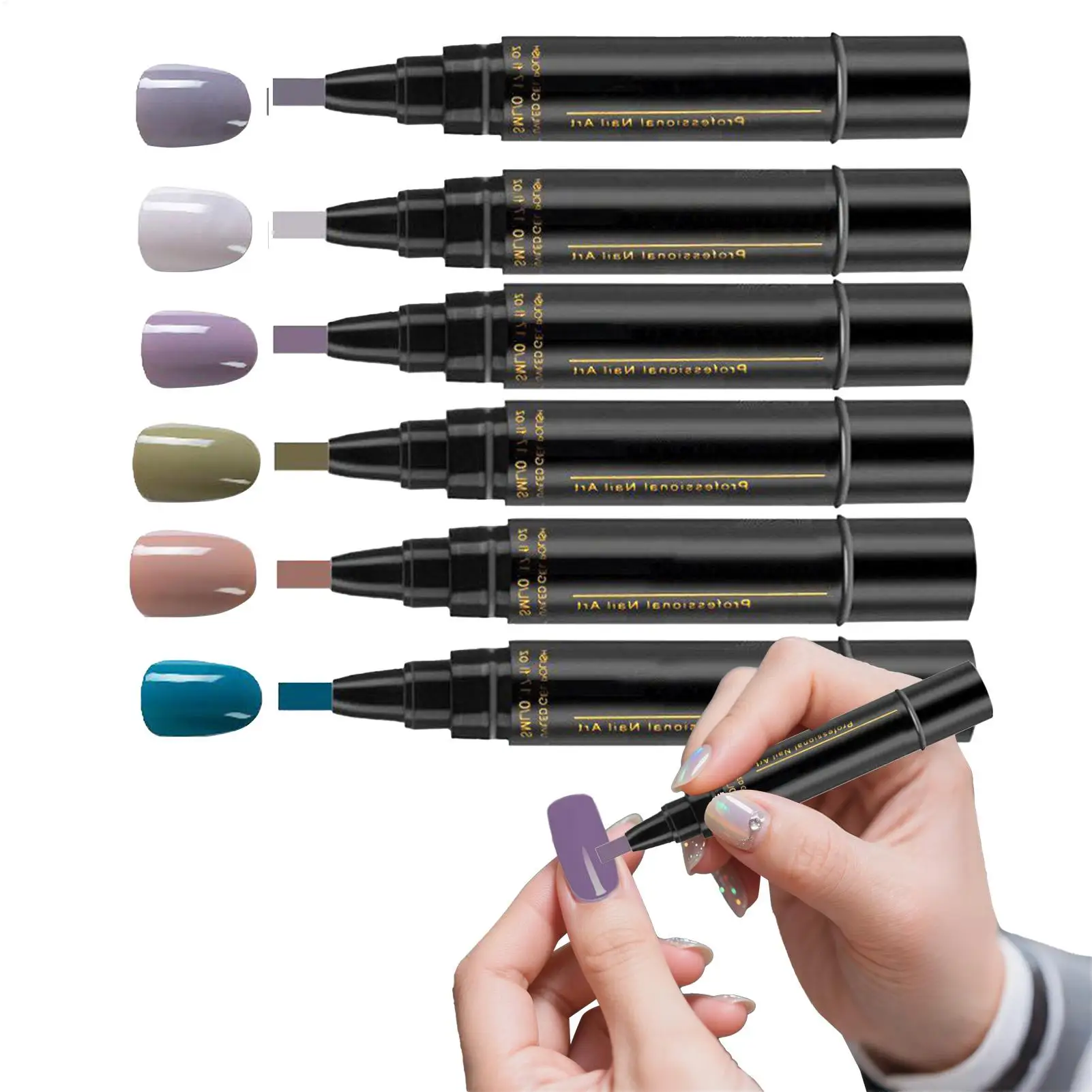 

6 шт. ручка для ногтей 3 в 1 гелевые ручки для ногтей быстросохнущая долговечная кисть для рисования граффити для маникюрного салона педикюра для начинающих