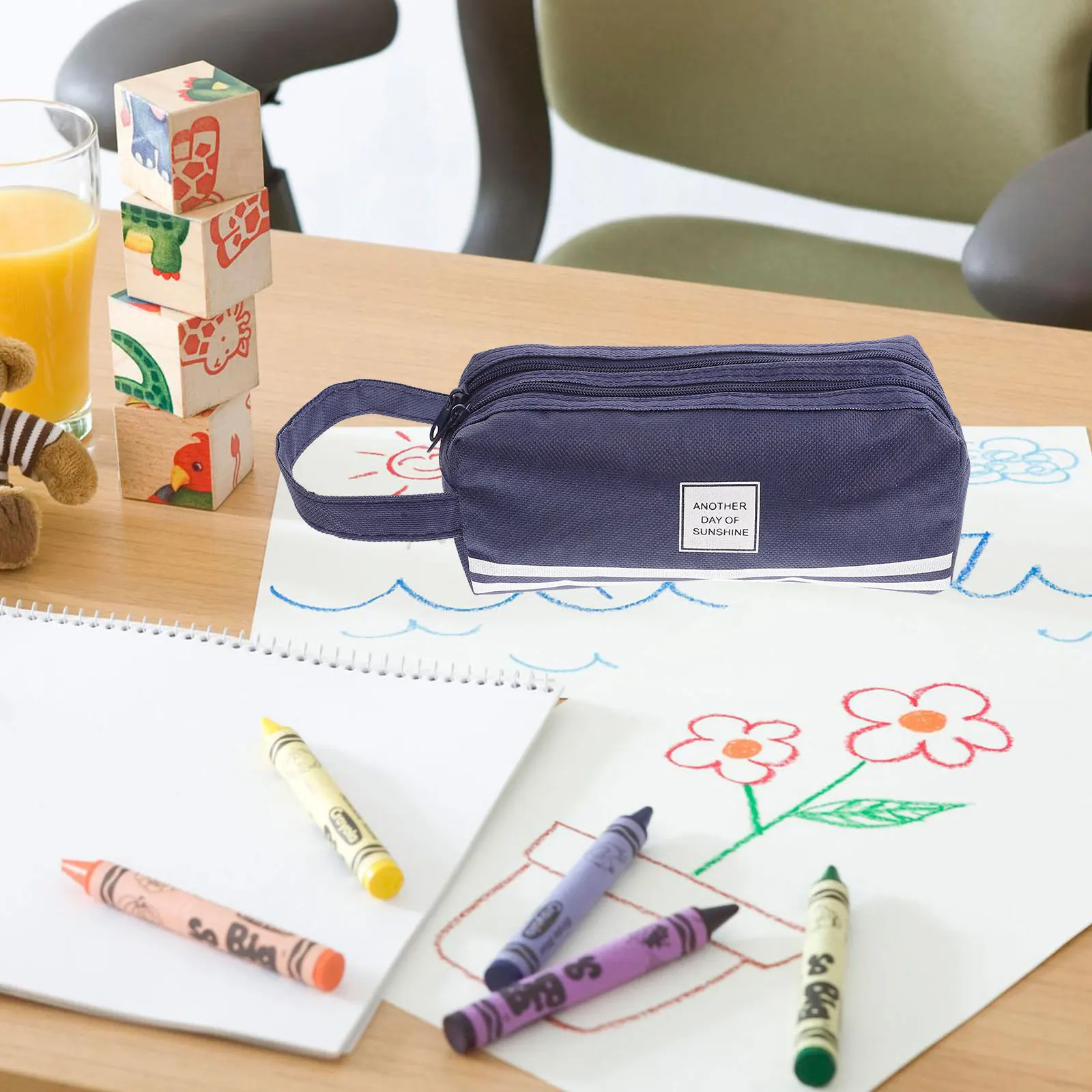 

Double Layer Pencil Bag Large Capacity Lightweight Portable Pencil Case Zipper Pen Storage Bag for School Office Daily Use