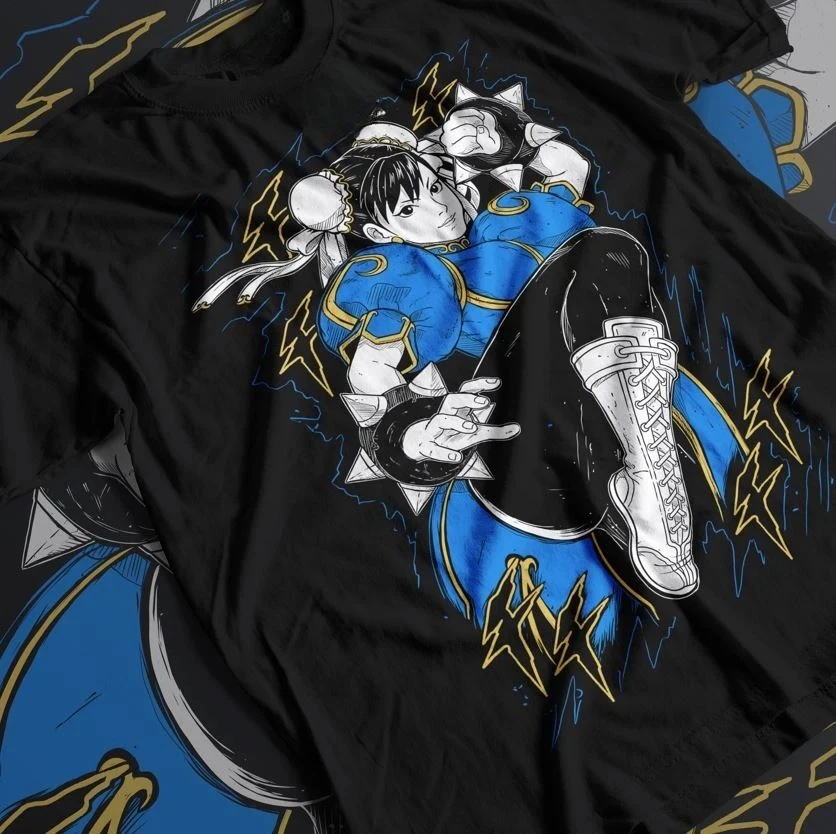 Camiseta Vintage de Anime Street Fighter Chun-Li para Hombre, Verano 2026, Camiseta Unisex de Anime y Manga, Camiseta para Amantes del Anime, Camiseta con Gráficos de Anime