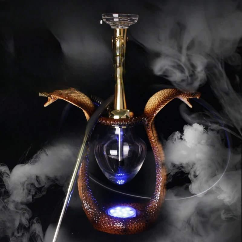 narguile, narguile de resina artesanal, forma de serpiente de dos cabezas, cobra