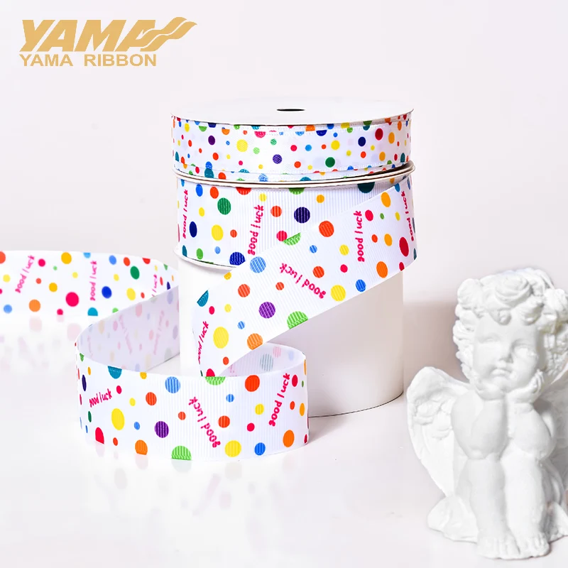 YAMA Polka Dot Art Grosgrain Ribbons 9 13 16 25mm 10yards/roll Polyester Ribbon for Hair Accessories DIY Decoration