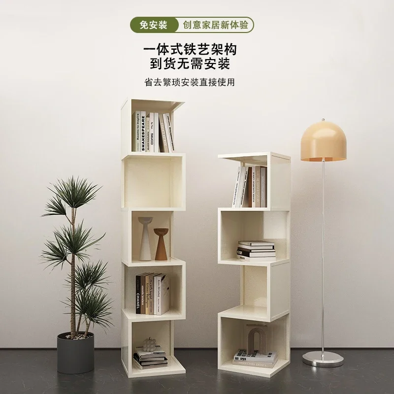 520 Nordic living room simple bookshelf floor shelf children's corner desk next to small bookcase bedroom storage rack