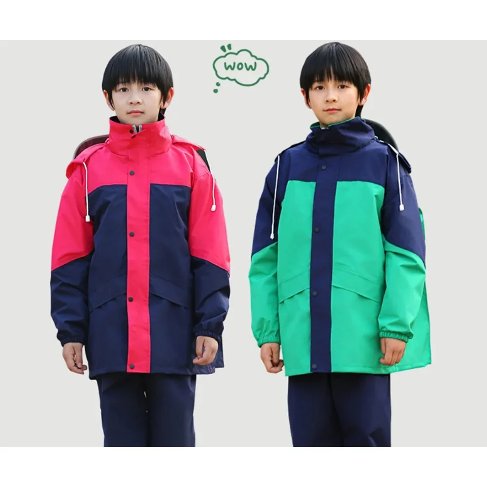 Children's Raincoat and Rain Pants Set Waterproof Full Body Raincoat for Primary and Secondary School Students