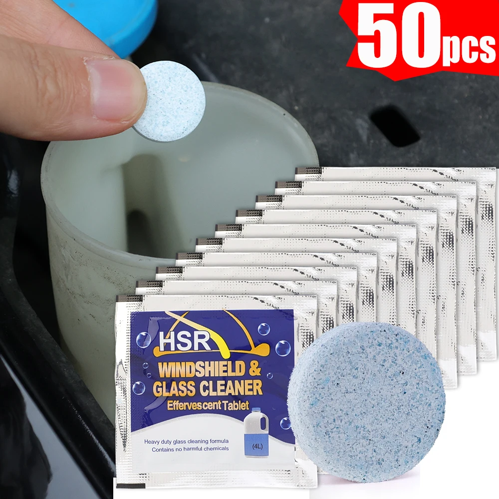 50Pcs Solid Cleaner Car Windscreen Wiper Effervescent Tablets Toilet Window Glass Washing Cleaning Paint Protective Accessories