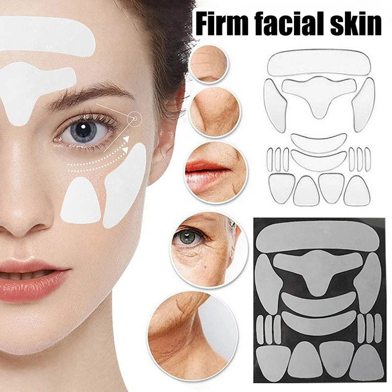 16Pcs/sheet Reusable Face Silicone Face Forehead Cheek Chin Sticker Face Skin Lifting Patches