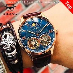 AILANG-reloj mecánico automático de doble volante para hombre, cronógrafo de lujo para negocios y ocio, diseño Original