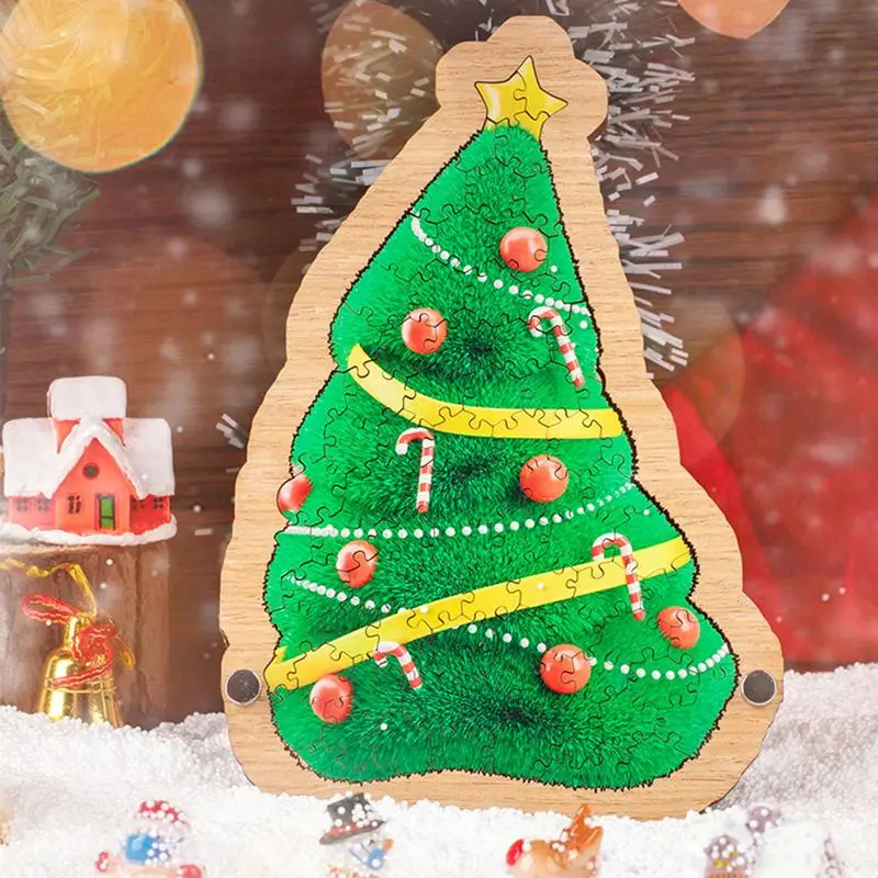 Wooden Christmas Tree Puzzle para família, Jigsaw Toys, Floor Puzzles para crianças