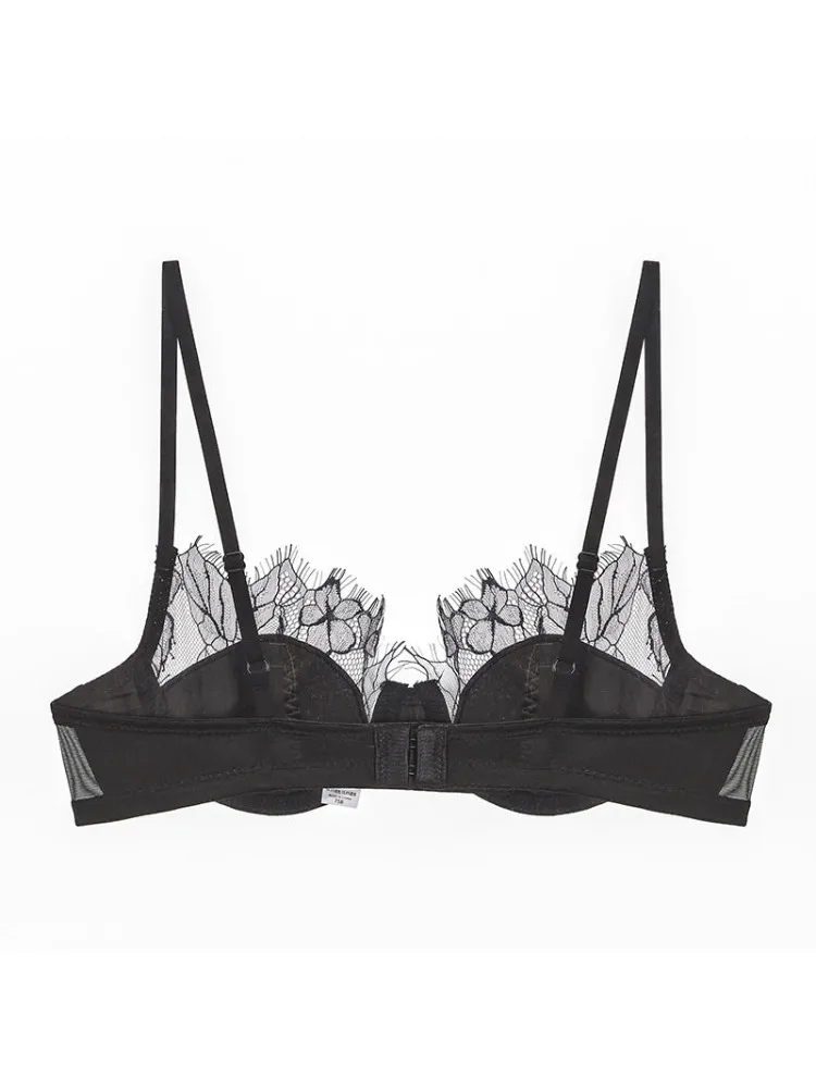 French Eyelash Lace Sexy Hollow Underwear Women's Soft Steel Rim Thin Gather Up Support Women's Bra Bra Set s-xl - view 4