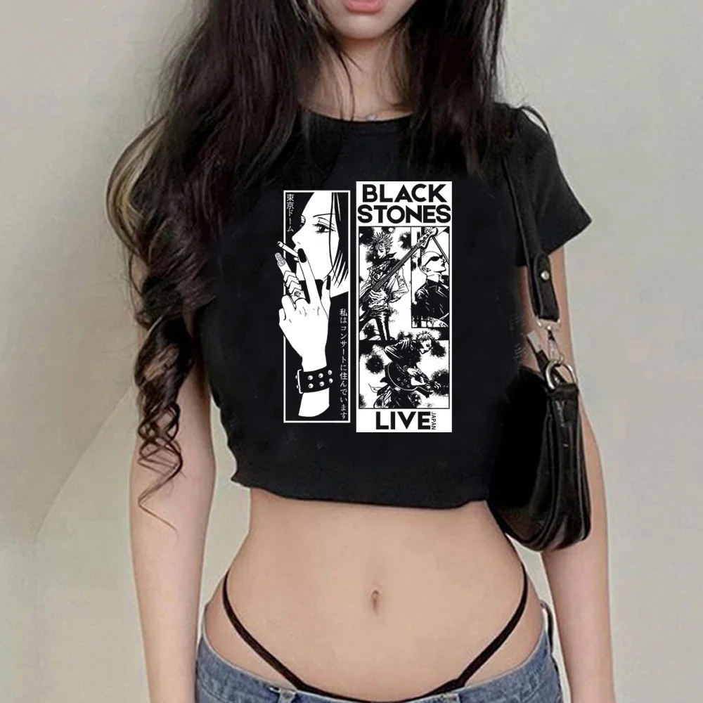 Nana Anime 90s aesthetic crop top girl fairycore gothic  Kawaii tshirt clothes