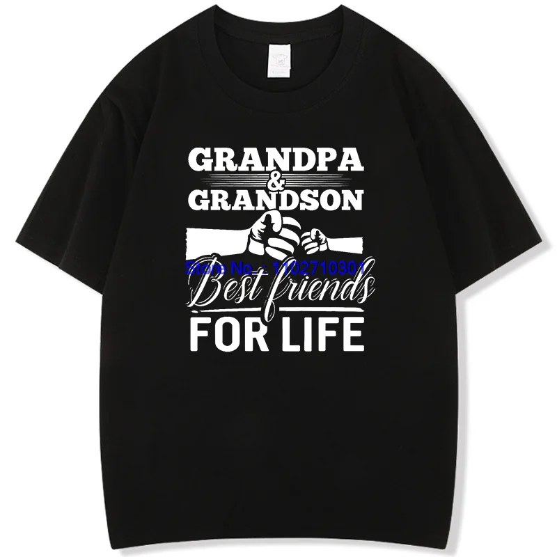 الجد والحفيد أفضل أصدقاء مدى الحياة القطن قصير الأكمام تي شيرت مضحك هدية عيد الأب للجنسين س الرقبة طباعة تي شيرت
