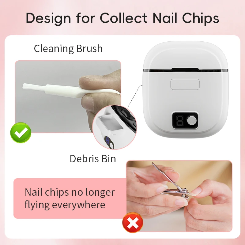 Electric Nail Clipper 3Speed Levels Automatic Nail Clipper Nail Clip Storage and LCD Light USB for Adults Seniors Babies Kids