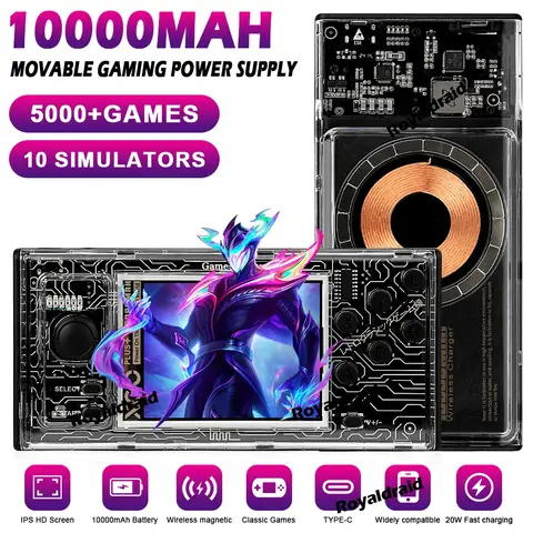 NY Spelkonsol Powerbank Integrerad 10000mAh Snabbladdning Magnetisk Trådlös Laddning Mobil Strömförsörjning Handhållen Spelare 10 best sales Powerbank-spel - №9